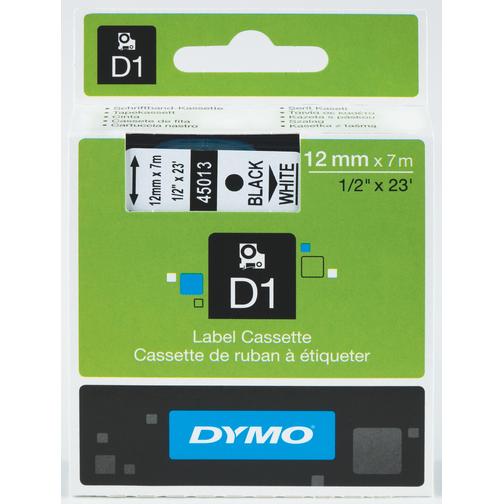Dymo D1 Tape Black On White 1.2cmx7m