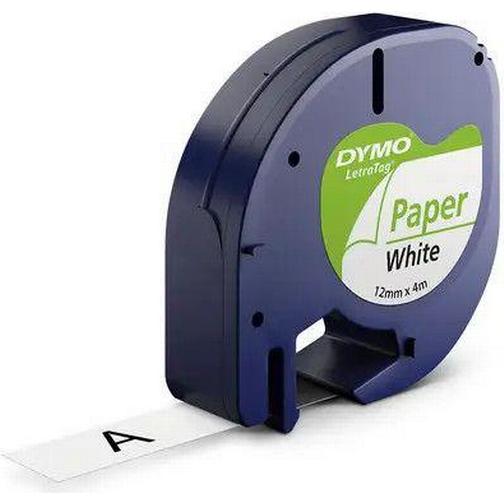 Dymo LetraTag Paper Black Text on White 12mmx4m