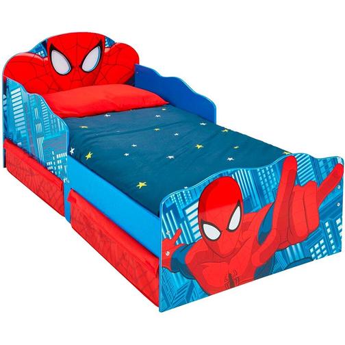 Hello Home Spider Man Toddler Bed with Light Up Eyes & Storage 77x143cm