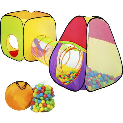 tectake Pyramid Lektält med Tunnel - 200 bollar