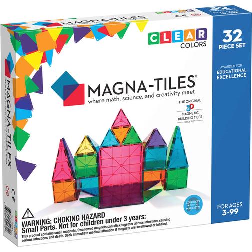 Magna-Tiles Clear Colors 3D Magnetic Building Tiles 32pcs