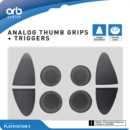 Orb PS5 Analog Thumb Grips + Triggers - Black