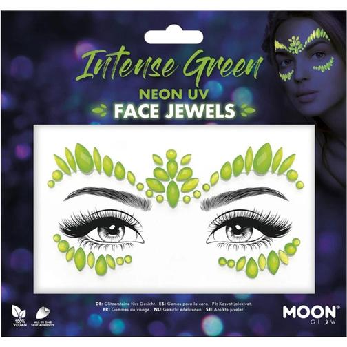 Smiffys Face Jewels UV Neon Grön