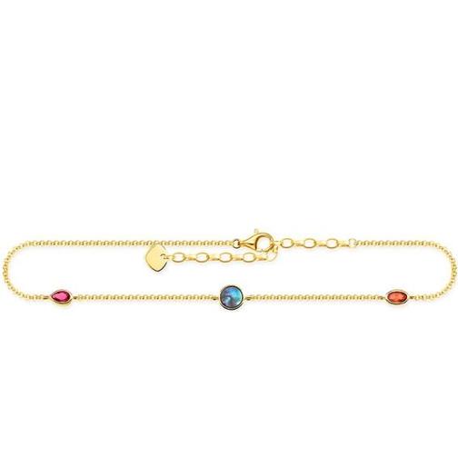Thomas Sabo Gold Plated Anklet - Gold/Red/Mother Of Pearl
