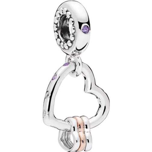 Pandora Heart Highlight Charm Pendant - Silver/Rose Gold/Purple/Transparent