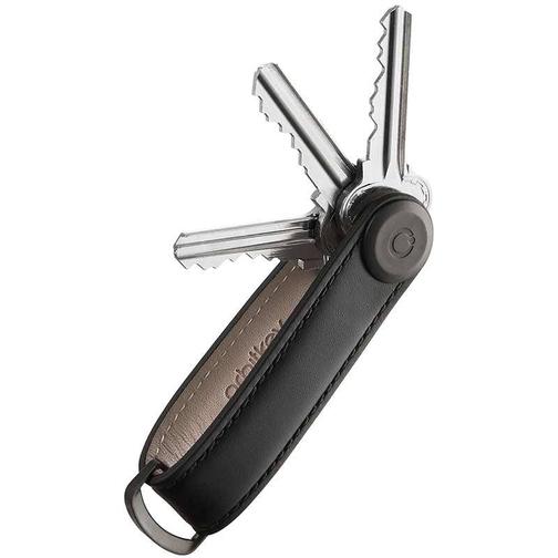 orbitkey Key Organiser Leather - Black with Black Stitching