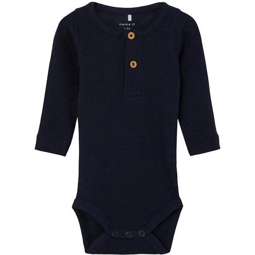 Name It Long Sleeved Rib Romper - Dark Sapphire (13198041)