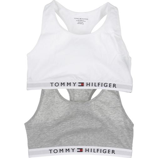 Tommy Hilfiger Organic Cotton Logo Bralette 2-Pack - Mid Grey Heather/White (UG0UG00381-0UD)