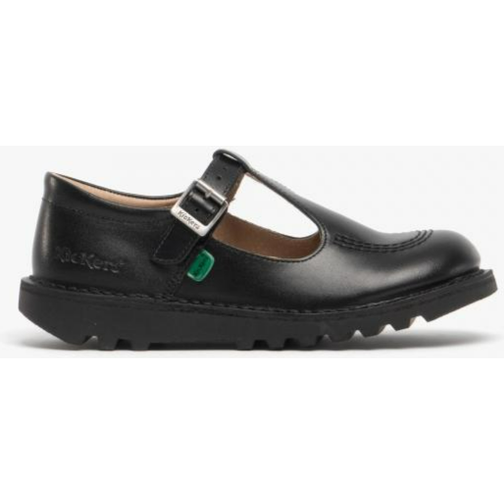 Kickers Kid's T-Bar Leather Shoes - Black