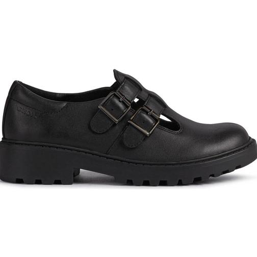 Geox Casey Double Buckle - Black Leather