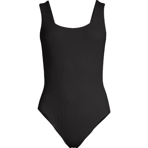 Casall Square Neck Rib Swimsuit - Black