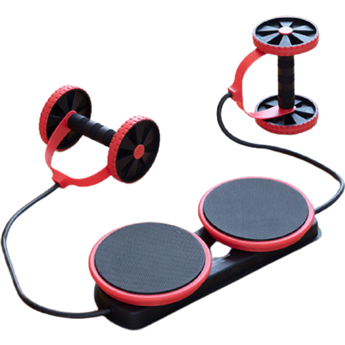 InnovaGoods Abdominal Roller with Rotating Discs, Elastic Bands and Exercise Guide