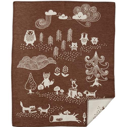 Klippan Yllefabrik Little Bear Filt Brun, Grön, Blå, Rosa (90x70cm)