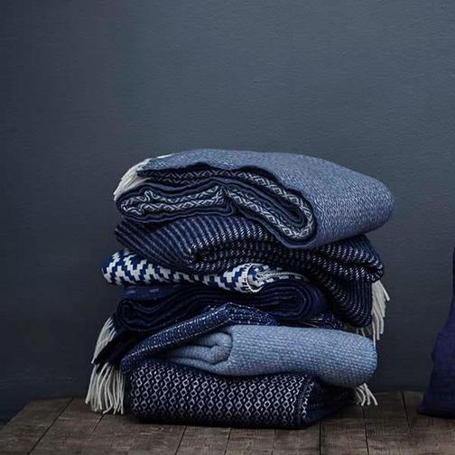 Klippan Yllefabrik Velvet Filt Blå (200x130cm)