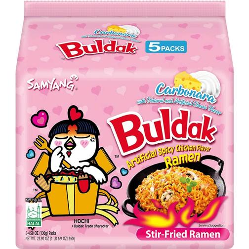 Samyang Korean Carbonara Stir-Fried Ramen Hot Chicken Flavor Noodles 130g 5st