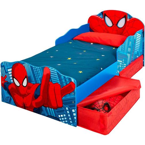 Hello Home Spider Man Toddler Bed with Light Up Eyes & Storage 77x143cm