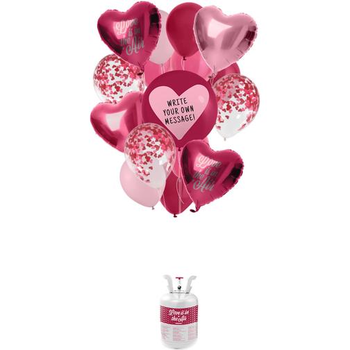 Folat Helium Gas Cylinders BalloonGaz 30 'Love' with Balloons and Ribbon