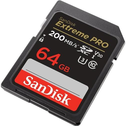 SanDisk Extreme Pro SDXC Class 10 UHS-I U3 V30 A2 200/90MB/s 64GB