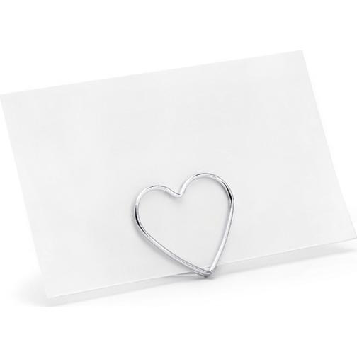 PartyDeco Table Decorations Place Card Holders Hearts Silver 10-pack