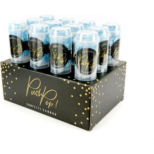 PartyDeco Confetti Canons Push Pop White/Blue