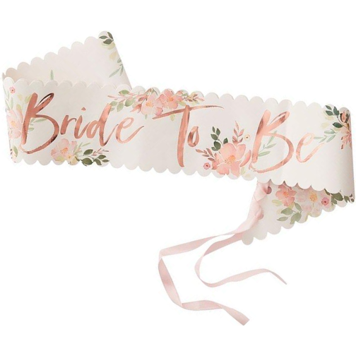 Ginger Ray Sashes Floral Bride To Be Rose Gold
