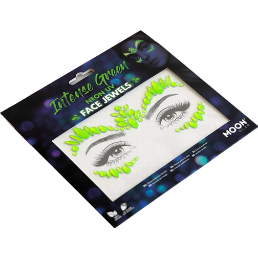 Smiffys Face Jewels UV Neon Grön