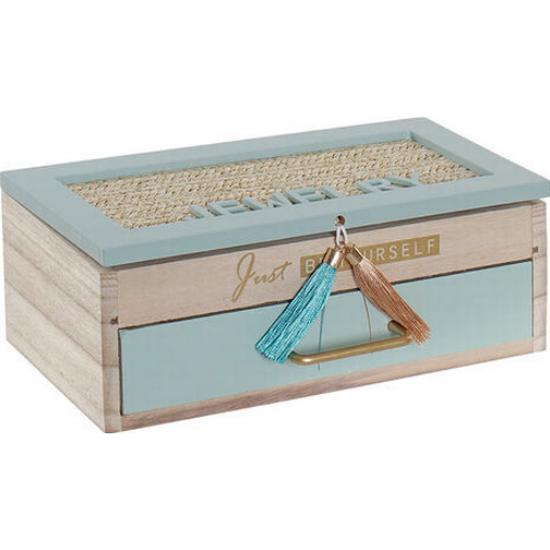 Dkd Home Decor Tropical Jewellery Box Set of 2 - Green/Blue