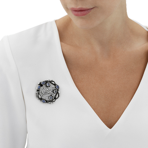 Georg Jensen Blossom Brooch - Silver/Moonstone
