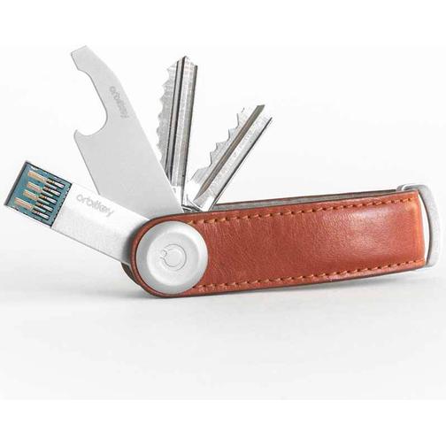 orbitkey Key Organiser Leather - Cognac with Tan Stitching