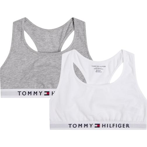 Tommy Hilfiger Organic Cotton Logo Bralette 2-Pack - Mid Grey Heather/White (UG0UG00381-0UD)