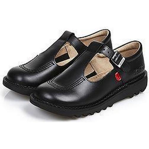 Kickers Kid's T-Bar Leather Shoes - Black
