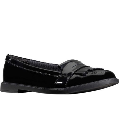 Clarks Youth Scala Bright School Shoes - Black Patent