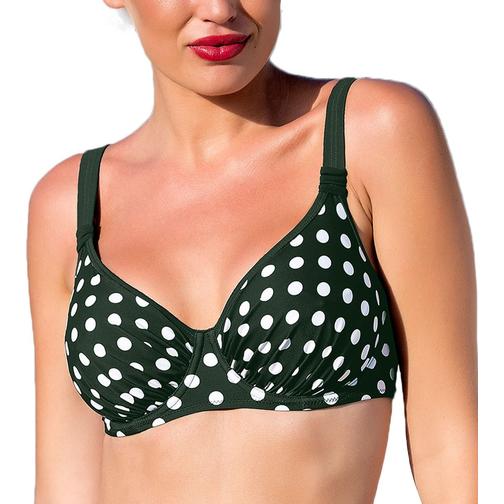 Wiki Full Cup Bikini Top - Green/White
