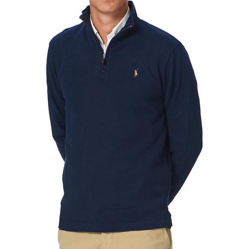 Polo Ralph Lauren Double Knit Jaquard Half Zip Sweater - Cruise Navy