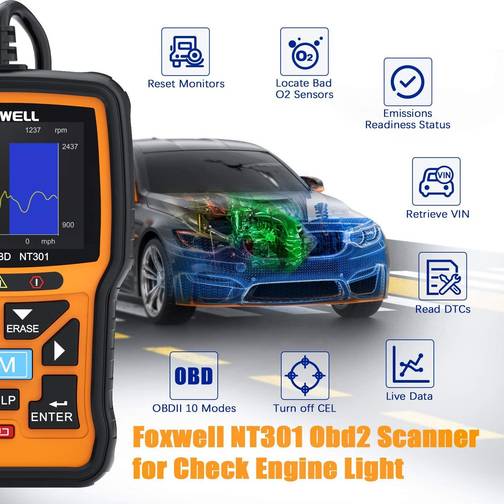 Foxwell NT301 OBD2 Engine Light Scanner