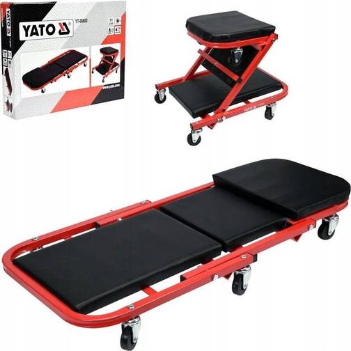 YATO Profi 2 Montage Rollbrett + Werkstatthocker 150kg leichtgängige Rollen Werkstattliege Montageliege