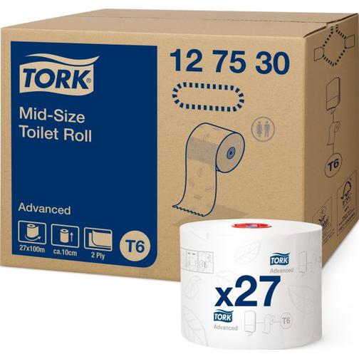 Tork Advanced Mid-Size T6 Toilet Roll 27-pack