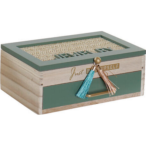 Dkd Home Decor Tropical Jewellery Box Set of 2 - Green/Blue