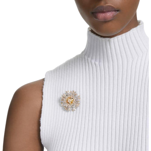 Swarovski Eternal Flower Brooch - Silver/Yellow