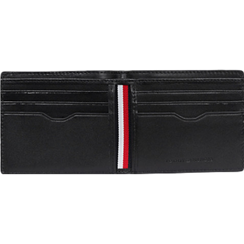 Tommy Hilfiger Signature Small Leather Credit Card Wallet - Black