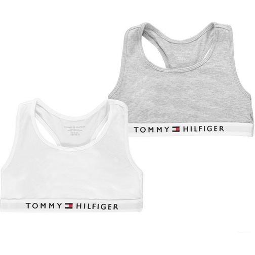 Tommy Hilfiger Organic Cotton Logo Bralette 2-Pack - Mid Grey Heather/White (UG0UG00381-0UD)