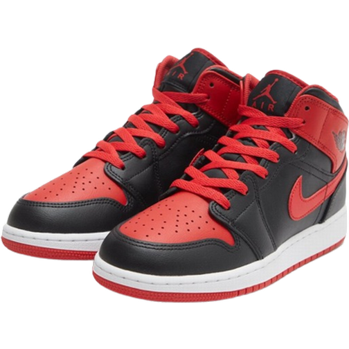 Nike Jordan Air 1 Mid GS - Black/Red