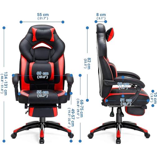 Songmics Racing Style Footrest Gaming Chair - Black/Red