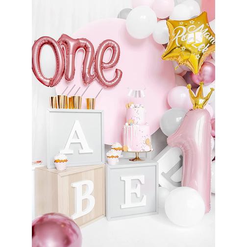 PartyDeco Foil Balloon 1 Year Crown Pink
