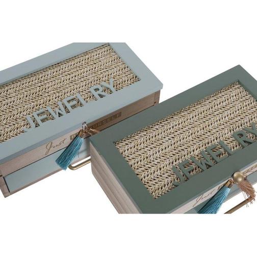 Dkd Home Decor Tropical Jewellery Box Set of 2 - Green/Blue