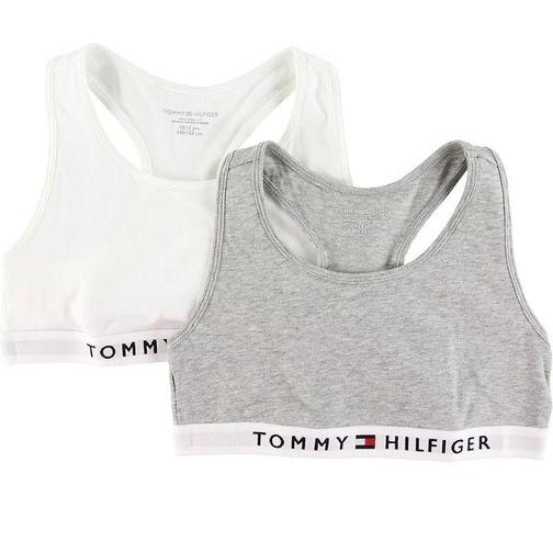 Tommy Hilfiger Organic Cotton Logo Bralette 2-Pack - Mid Grey Heather/White (UG0UG00381-0UD)