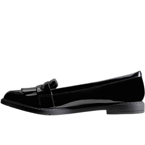 Clarks Youth Scala Bright School Shoes - Black Patent