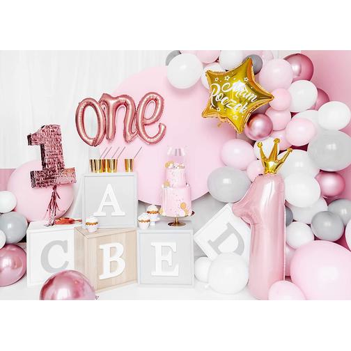 PartyDeco Foil Balloon 1 Year Crown Pink