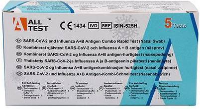 Alltest Kombinerat SARS-CoV-2 & Influensa A B Antigen Näsprov 5-pack