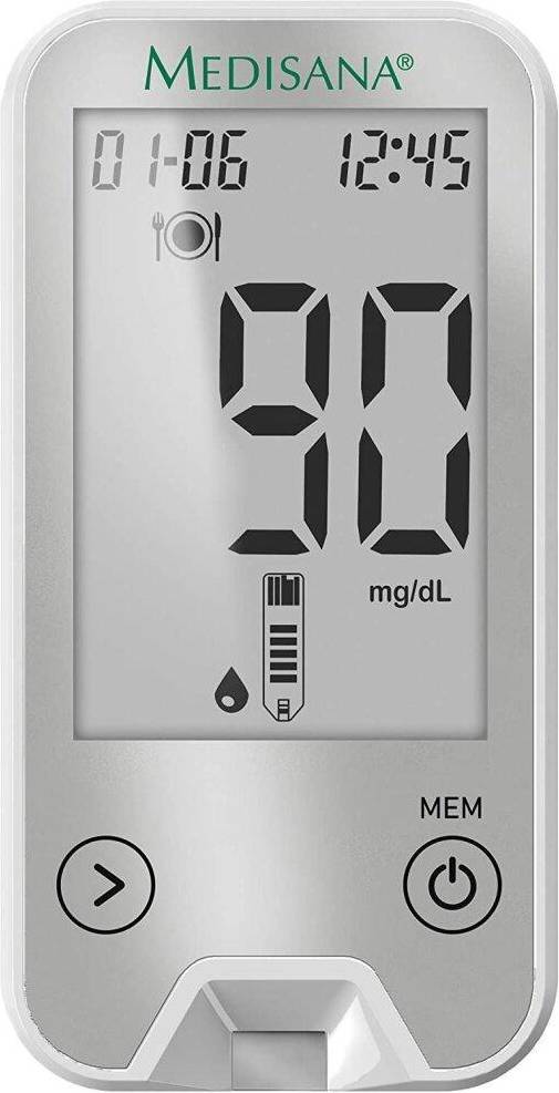 Medisana MediTouch 2 anslutning blodsockermätare mg/dL och mmol/L, startset med testremsor och blodlancetter, blodsockermätsystem för diabetiker, blodsockernivå, silverutgåva